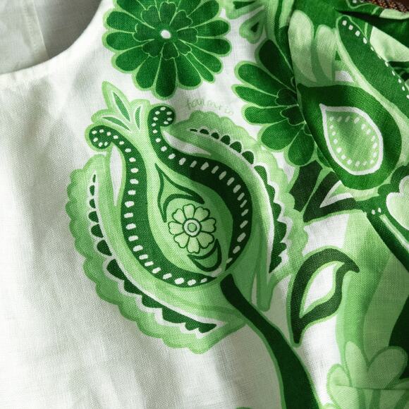 FARM Rio Cropped Top Botanical Print Green White Size L Resortcore - Picture 5 of 8